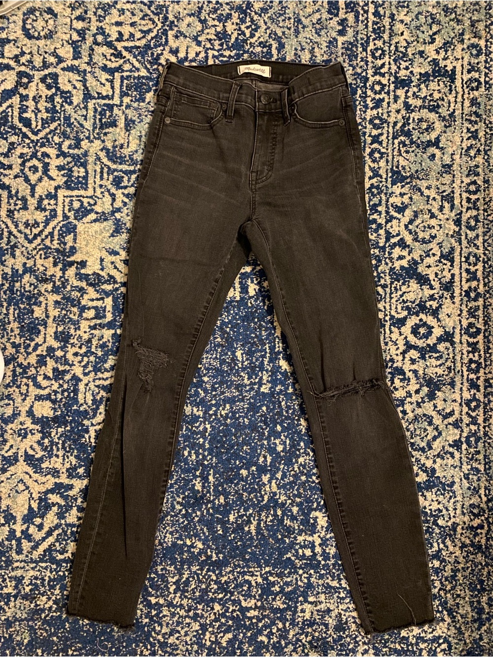 Madewell Women’s Black High-Rse Skinny Distressed Jeans